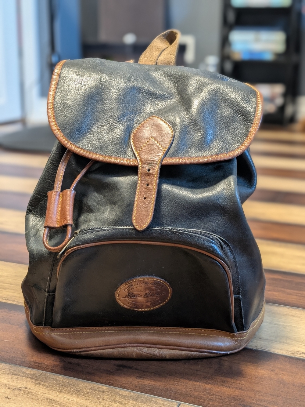 Black & Brown Leather Menβs Backpack
